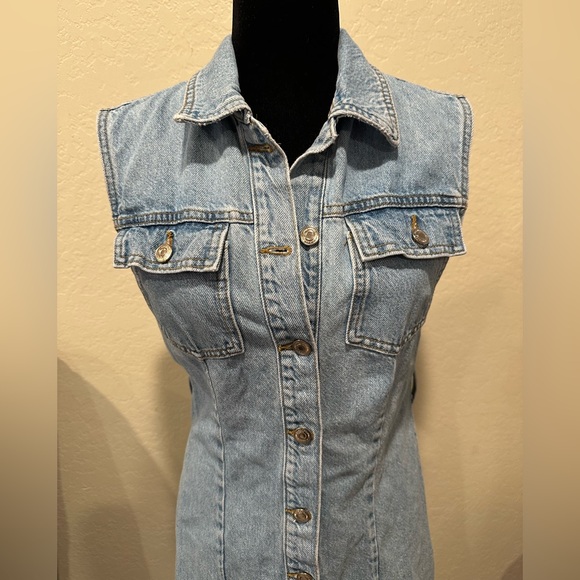 Zara Blue Denim Dress M - Picture 2 of 5